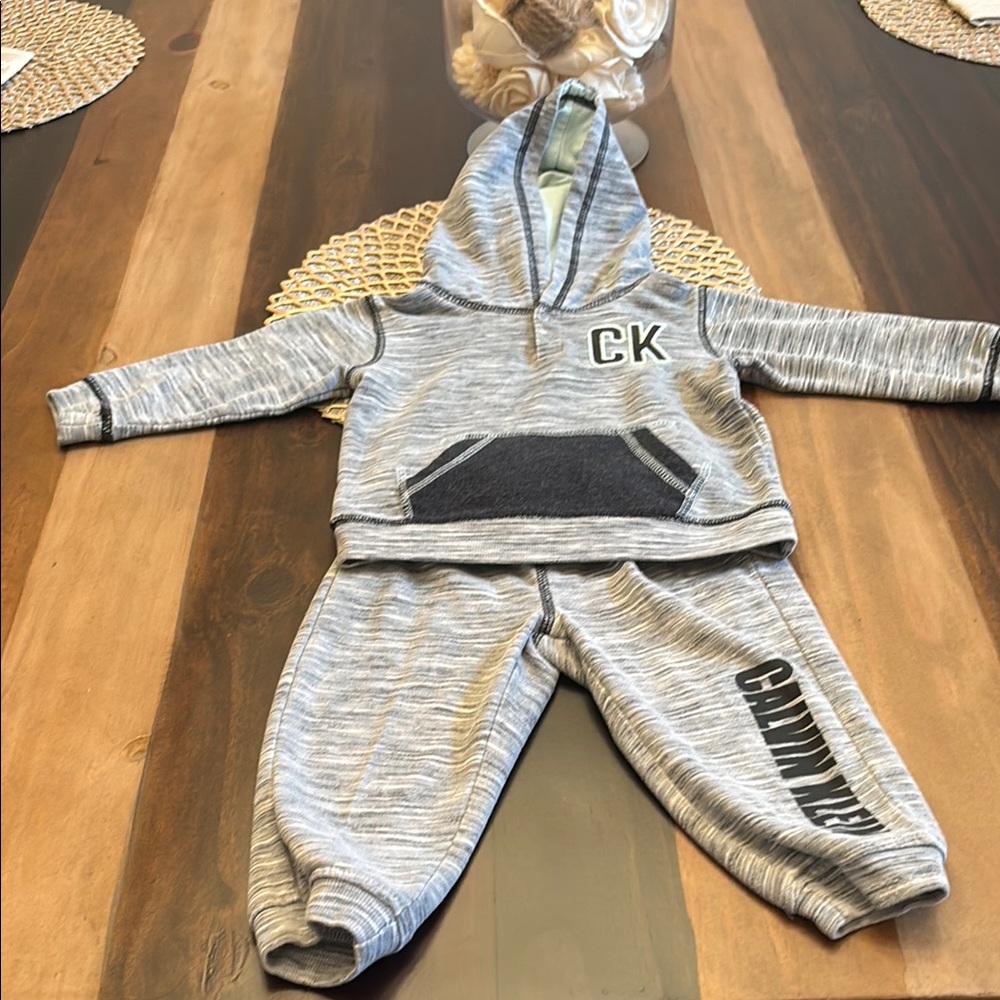 Calvin Klein Kids Gray Hoodie and Jogger Set